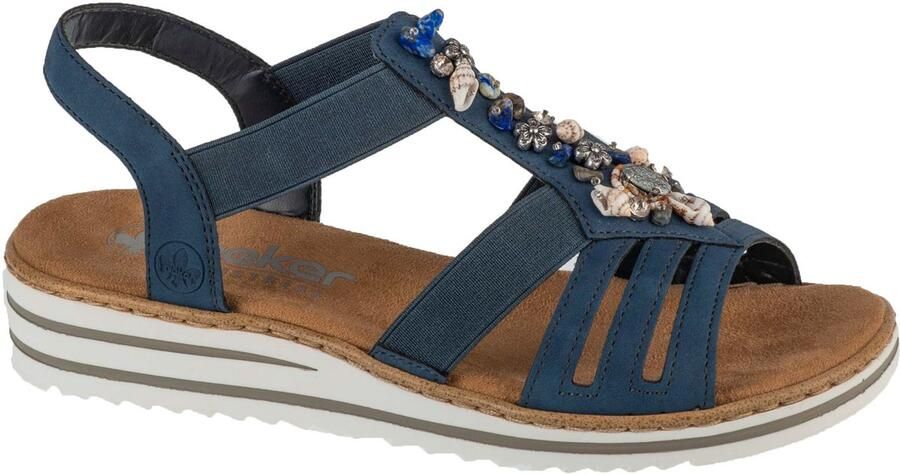 Rieker Sandalen zomerschoen sandaal sleehak met zomerse versiering
