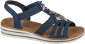 Rieker Sandalen zomerschoen sandaal sleehak met zomerse versiering - Blauw