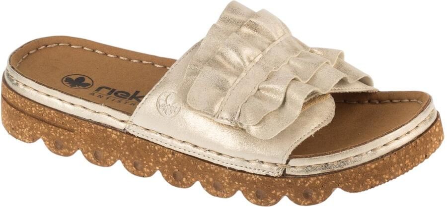 Rieker Slippers Zomerschoen strandschoen pantoffel met modieuze plateauzool