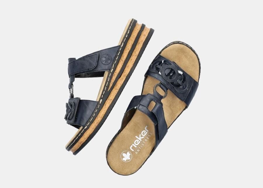 Rieker Slipper 62936 14 Blauw Zacht Voetbed