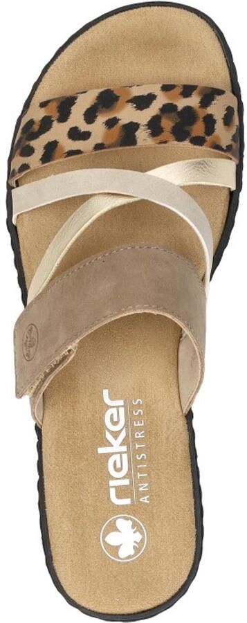 Rieker Slipper V3652-62 Beige Combi Zacht Voetbed