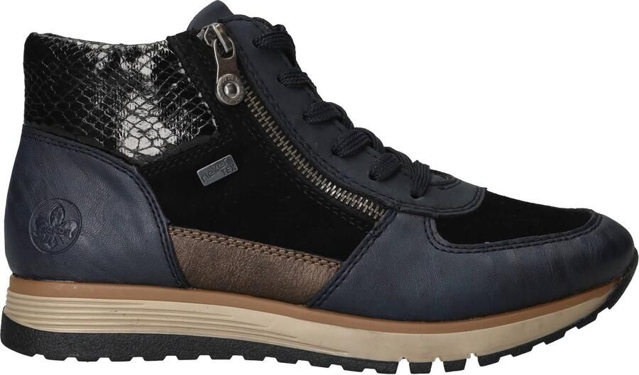 Rieker Dames Veterboot Gevoerd 49040-14 Blauw Wijdte H