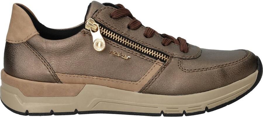Rieker art. 58902-90 dames sneaker brons veter rits