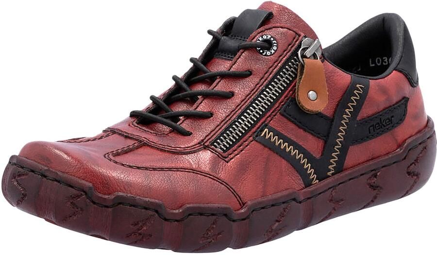 Rieker Sneakers Veterschoen lage schoen vrijetijdsschoen met sierstiksels