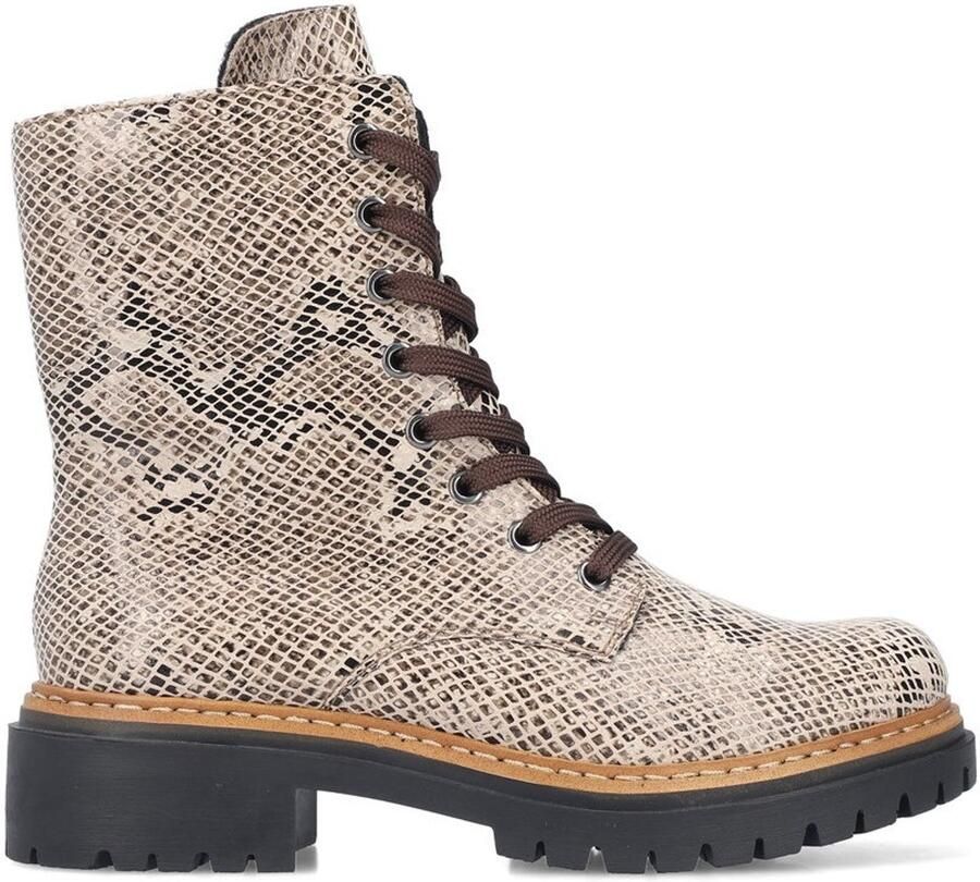 Rieker dames enkellaarsjes 72627-64 beige slangprint