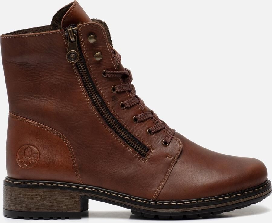 Rieker Warm Bruine Veterschoen voor Dames Brown