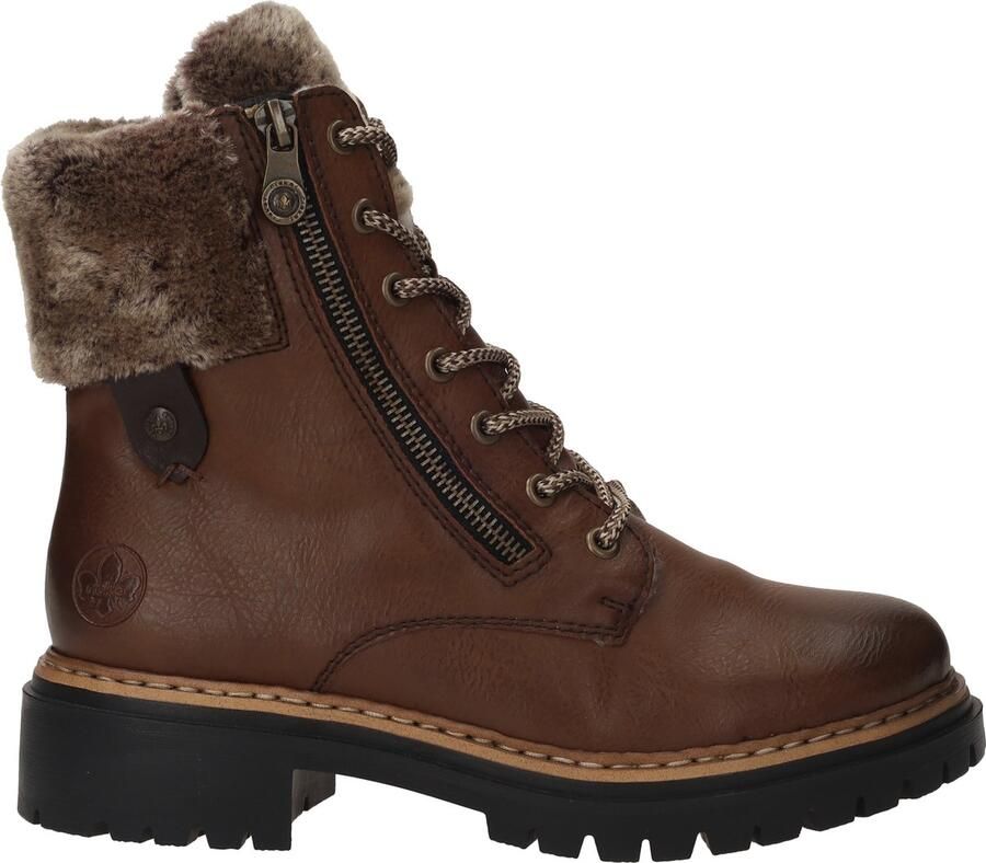 Rieker Warmgevoerde veterschoen voor dames Bruin