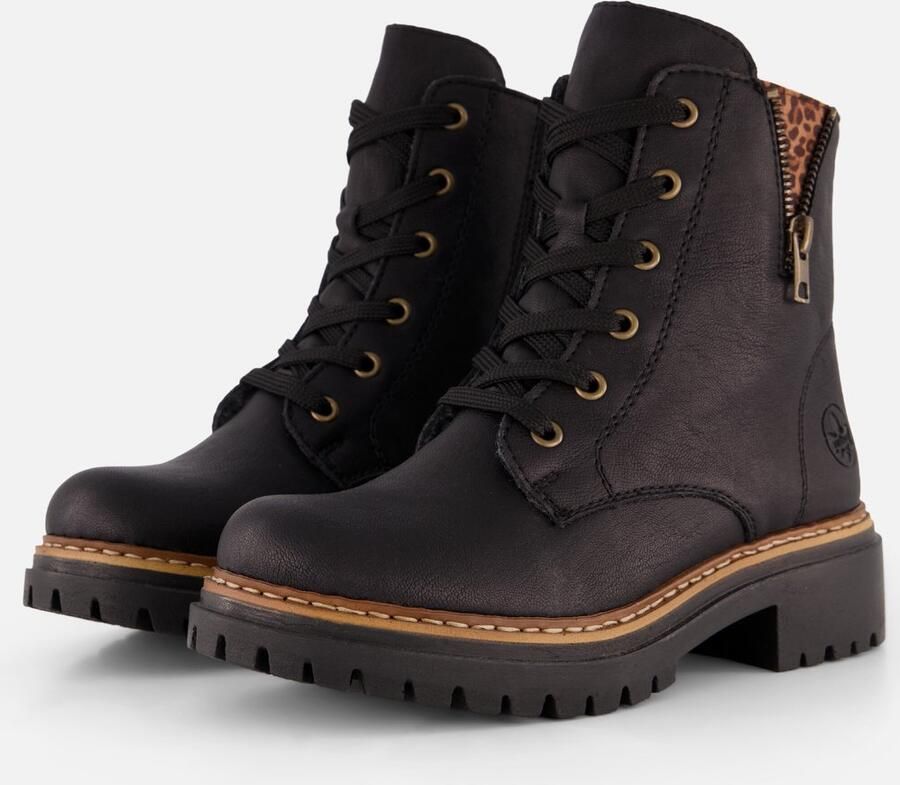 Rieker Veterlaarsjes lace-up boots block heel with practical inner zipper