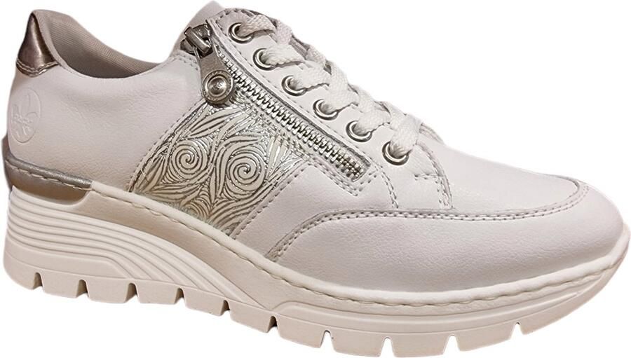 Rieker Comfortabele witte sneaker met leuk print Multicolor Dames - Foto 7