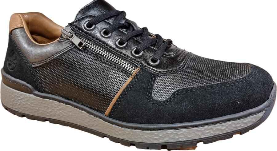 Rieker Trendy damessneaker met beige zwarte print en metallic detail Zwart Heren - Foto 19