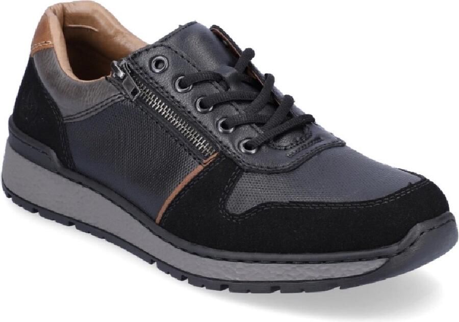 Rieker Trendy damessneaker met beige zwarte print en metallic detail Zwart Heren - Foto 15