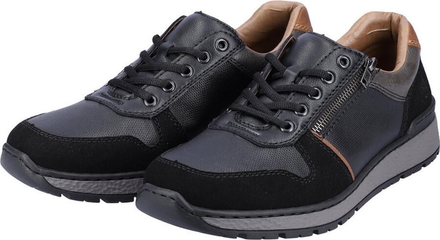 Rieker Trendy damessneaker met beige zwarte print en metallic detail Zwart Heren - Foto 20