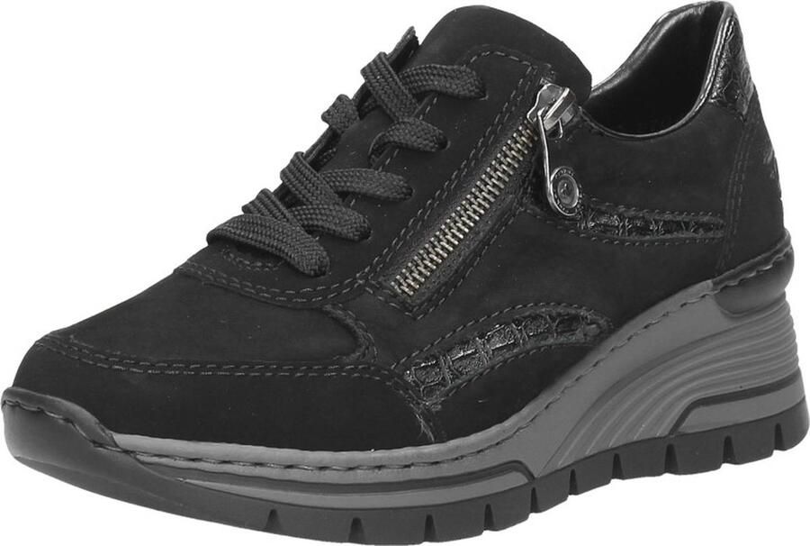 Rieker Trendy damessneaker met beige zwarte print en metallic detail Zwart Heren - Foto 16