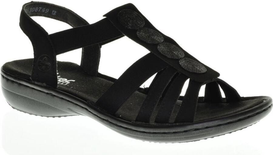 Rieker Zwarte Dames Sandaal Instapmodel