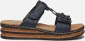 Rieker Slippers sleehak zomerschoen pantoffels met bandjes in gevlochten look - Blauw