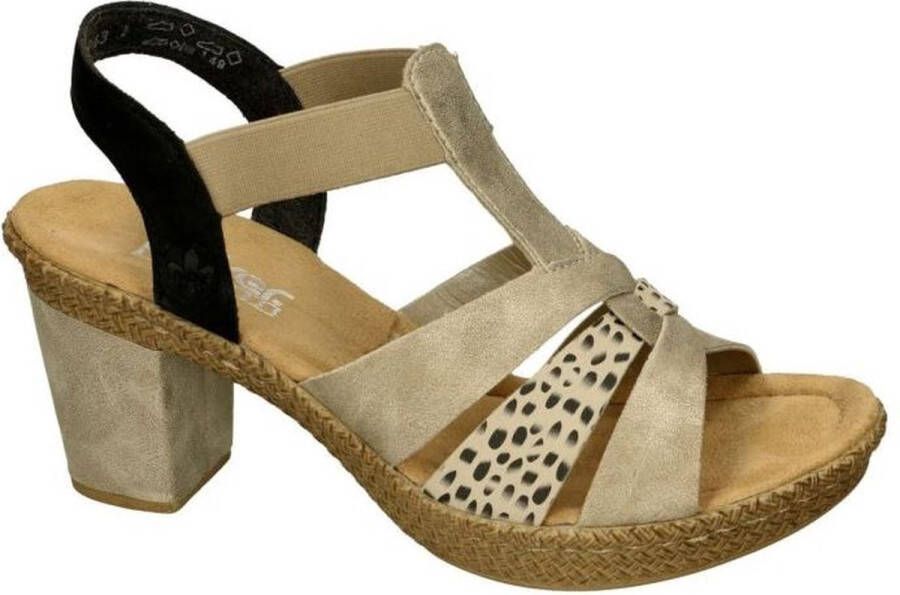 Rieker Sandaal 665K3-60 Beige Zwart Combi