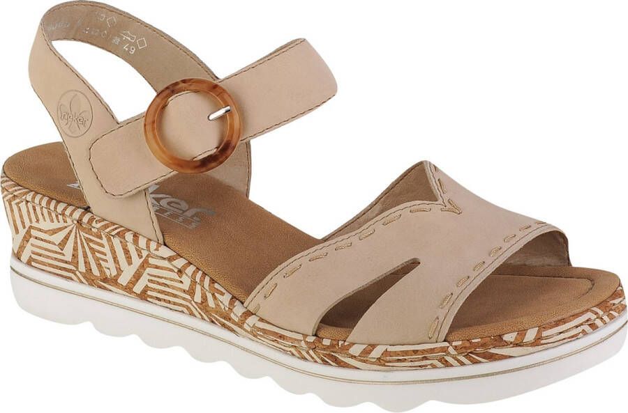 Rieker Beige Grafische Print Platform Sandaal Beige Dames