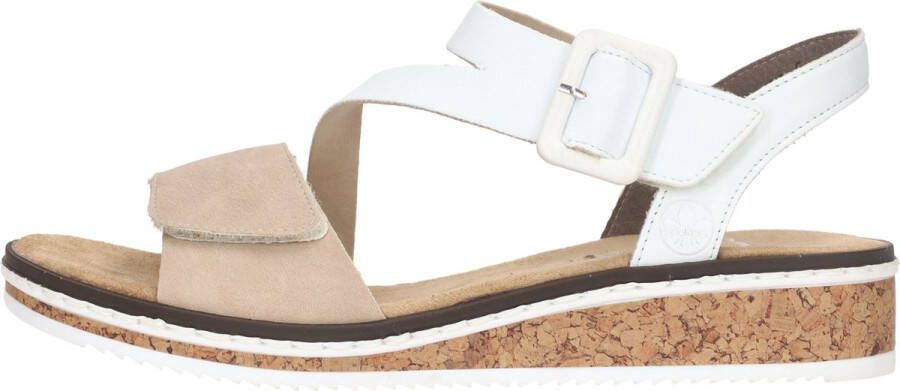 Rieker Sandalen zomerschoen sandaal sleehak met asymmetrische bandjes