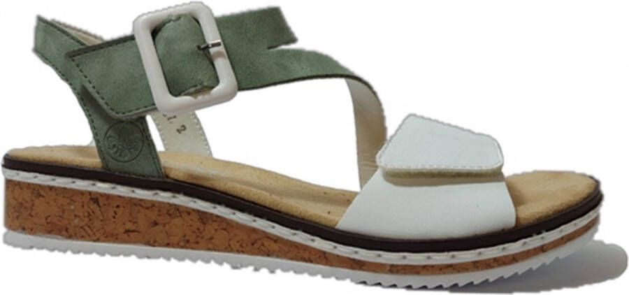 Rieker Sandalen zomerschoen sandaal sleehak met asymmetrische bandjes
