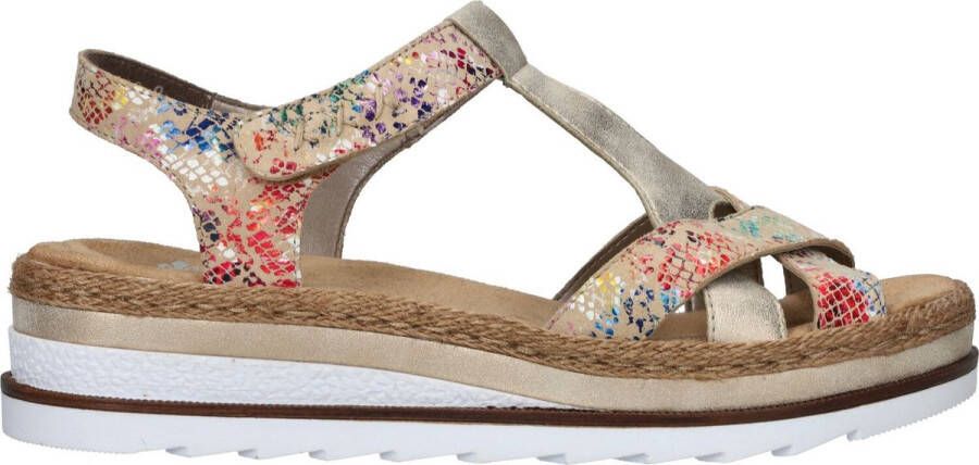 Rieker Gouden Metallic Sandaal met Print Multicolor Dames