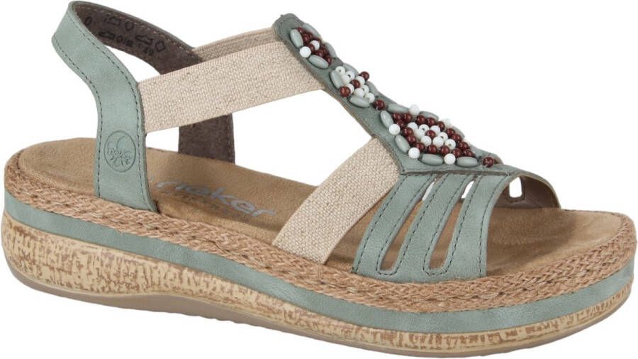 Rieker Mintgroene Beaded Platform Sandaal Green Dames