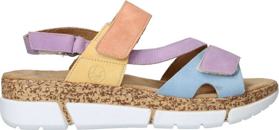 Rieker Pastel zomer sandaal met plateauzool Multicolor Dames