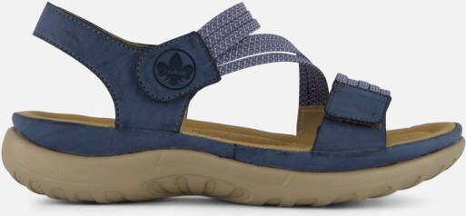 Rieker Blauwe Comfort Sandaal met Klittenbandsluiting Blue Dames