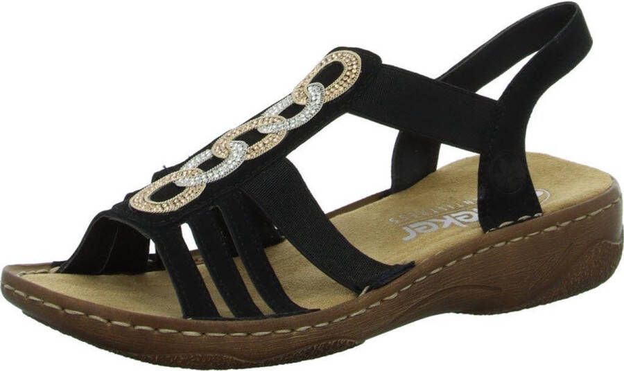 Rieker dames strappy sandalen zwart Sandalen V2870-00 zwart