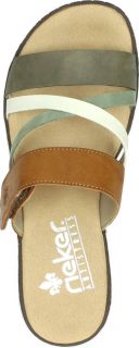 Rieker Comfort Slipper Groen Bruin Wit Bandjes Multicolor Dames