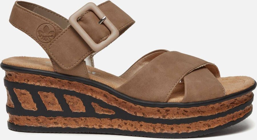 Rieker Zwarte taupe synthetische sandalette met 5 cm hak Beige Dames