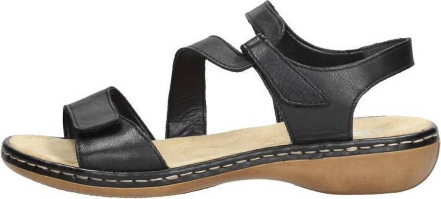 Rieker Comfortabele Zwarte Sandaal met Klittenbandsluiting Black