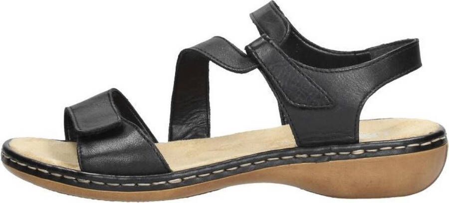 Rieker Comfortabele Zwarte Sandaal met Klittenbandsluiting Black Dames - Foto 1