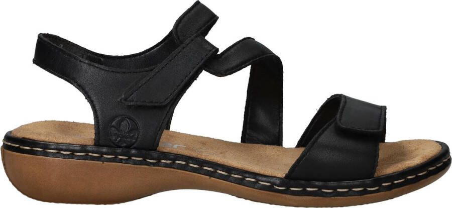 Rieker Comfortabele Zwarte Sandaal met Klittenbandsluiting Black
