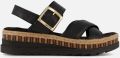 Rieker Comfortabele Leren Sandalen met Verhoogde Zool Black Dames - Zwart