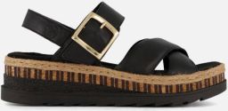 Rieker Comfortabele Leren Sandalen met Verhoogde Zool Black Dames