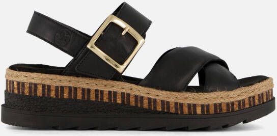 Rieker Comfortabele Leren Sandalen met Verhoogde Zool Black Dames