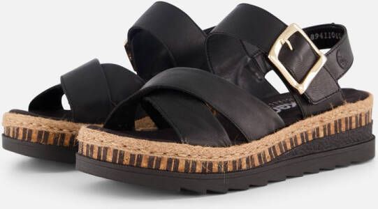 Rieker Comfortabele Leren Sandalen met Verhoogde Zool Black Dames