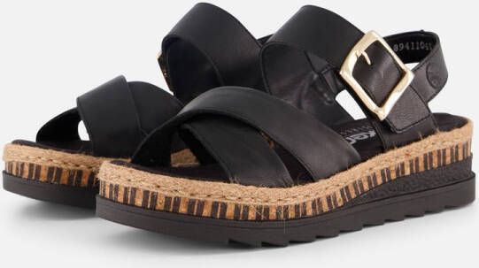 Rieker Comfortabele Leren Sandalen met Verhoogde Zool Black Dames
