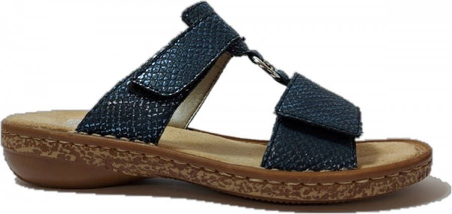 Rieker Slipper 628P9-14 Blauw Zilver Zacht Voetbed