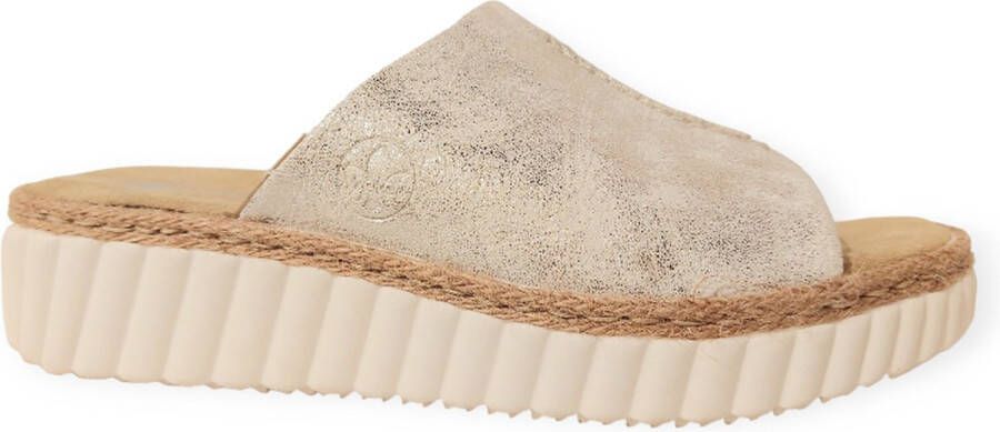 Rieker Slippers sleehak zomerschoen slippers met jute-omranding aan de loopzool