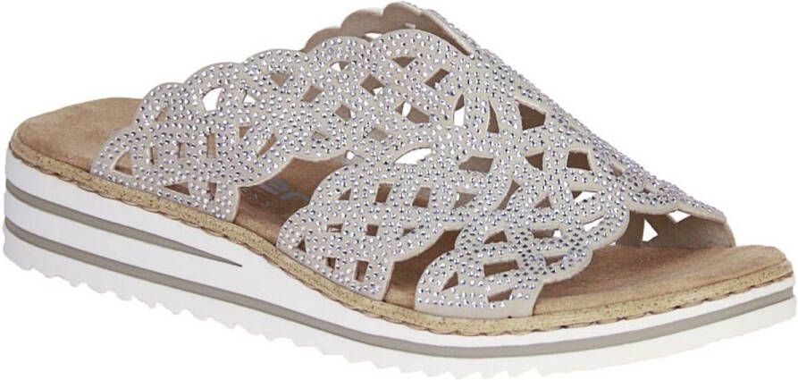 Rieker Slipper Beige Steentjes