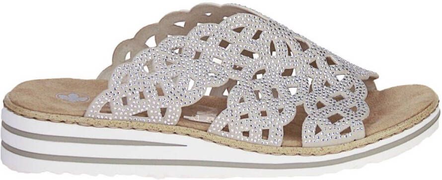 Rieker Slipper Beige Steentjes