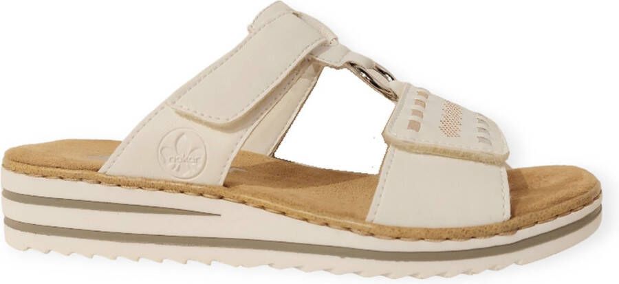Rieker Slippers sleehak zomerschoen pantoffels met praktisch klittenband