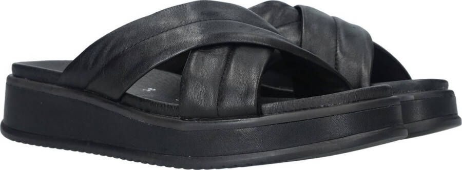 Rieker Comfortabele Zwarte Leren Zomerslipper Black Dames