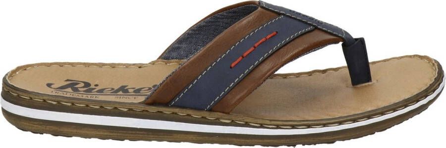 Rieker Slippers blauw Leer Heren
