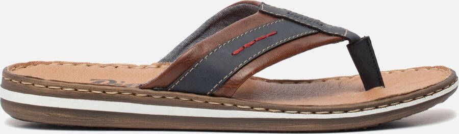 Rieker Slippers blauw Leer Heren