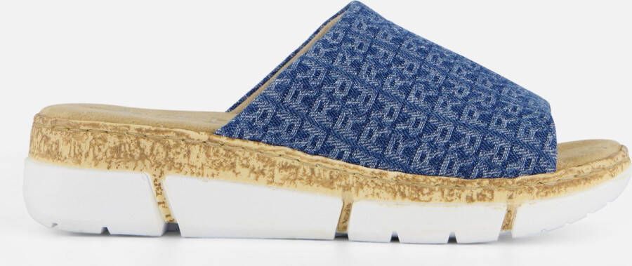 Rieker Slippers blauw Textiel Dames