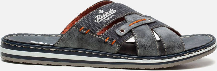 Rieker Slippers blauw Textiel Heren
