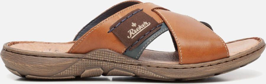 Rieker Bruine Leren Heren Slipper met Zacht Voetbed en Stoere Zool Bruin Heren