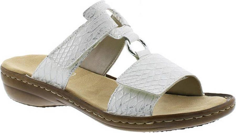 Rieker -Dames off-white ecru parel slippers & muiltjes